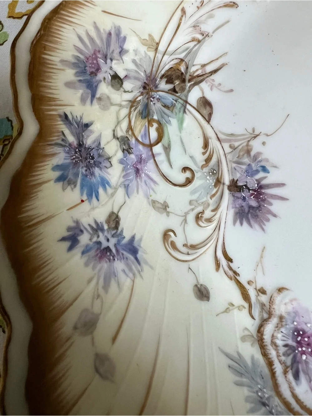 Vintage Porcelain Nymphenburg Scalloped Floral Decorative Bowl